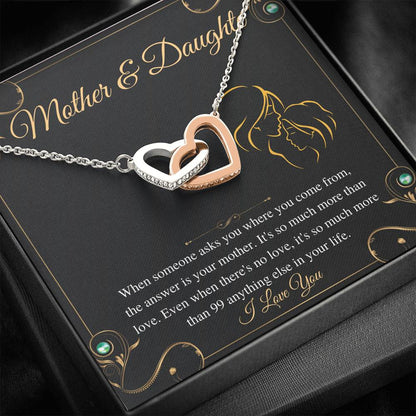 Mother Daughter Necklace, Mothers Day Gift from Daughter, Gifts for Mom From Daughter, Necklace For Mom On Birthday, Interlock Hearts #0474