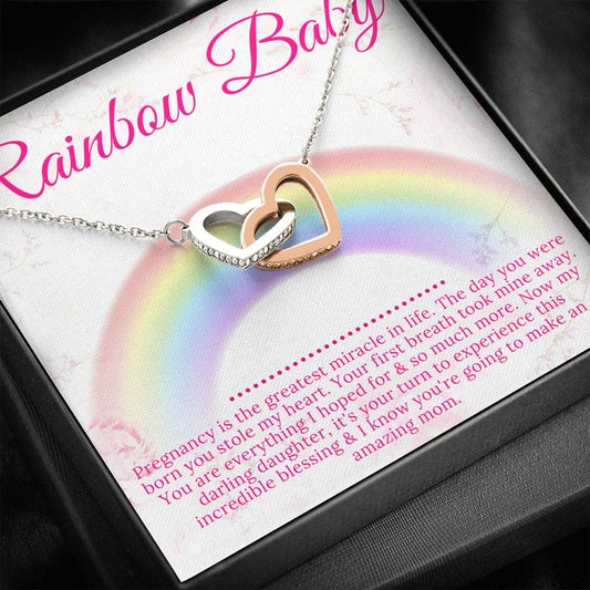 Rainbow Baby Gift for Mom, Rainbow Baby Card, Godchild Gift,Miracle Baby,Rainbow Baby Shower Gift,After Miscarriage,Interlocking Heart #0230 -2