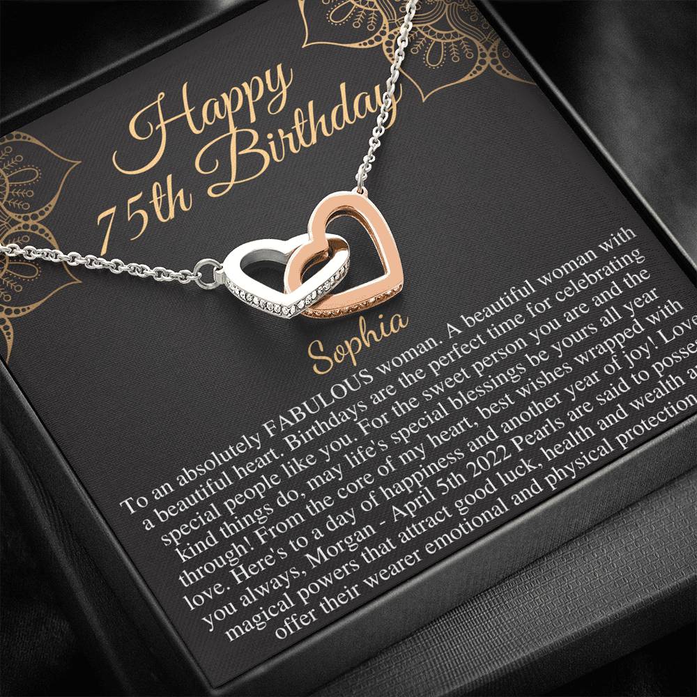 75th Birthday Gift for Women, 75 year old birthday gift,75th birthday necklace,gift for 75 year old woman,Mom Friend Aunt Grandma Wife #0663
