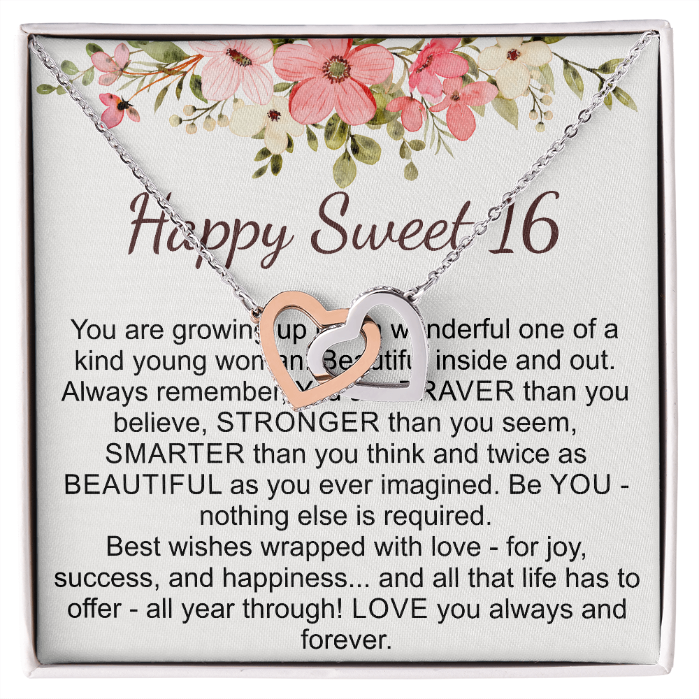 happy sweet 16 interlocking heart