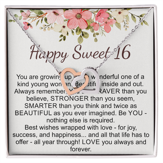 happy sweet 16 interlocking heart
