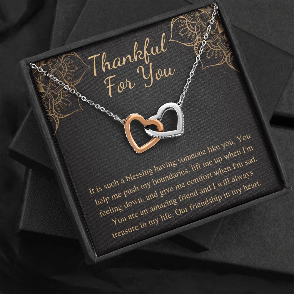Thank You Gift For Friend, Thankful For You Thanksgiving Gifts For Best Friend Appreciation Necklace Gift, Christmas Gift,Linked Heart #0577