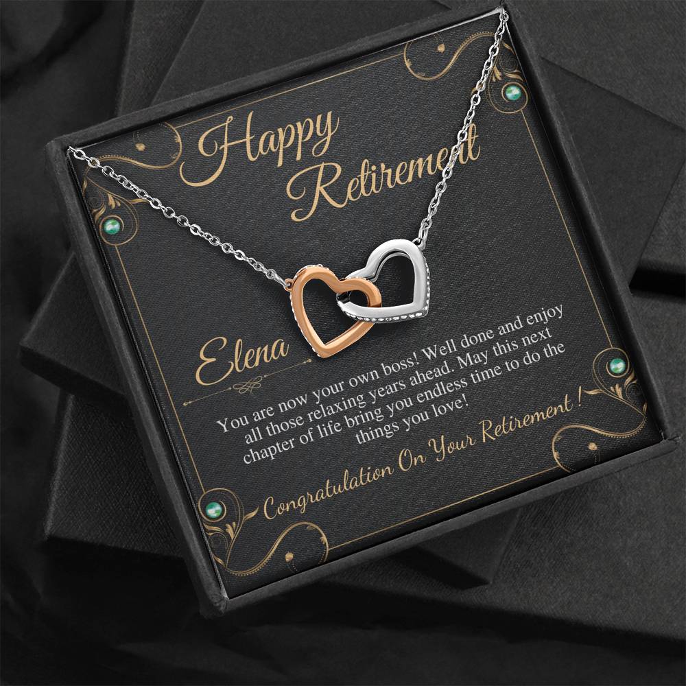 Retirement Gifts for Women Necklace, Teacher Retirement Gift Necklace For Women Coworker Retirement Gift For Nurses Interlocking Heart #0358 elena