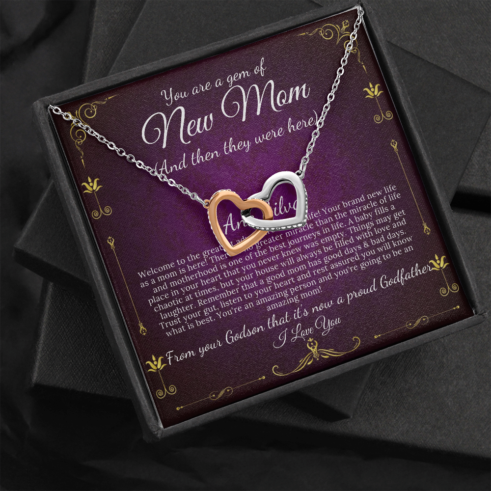 New Mom Gift Jewelry First Time Mom Gift for First Mother's Day Gift For New Mommy Gift For Baby Shower, Interlocking Heart #0262 ana