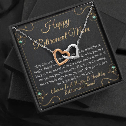 Initials Hearts, Mom Retirement Necklace Gift, Retirement Gift For Mom, Gift For Retiring Mother, Happy Retirement Gift, Best Retirement