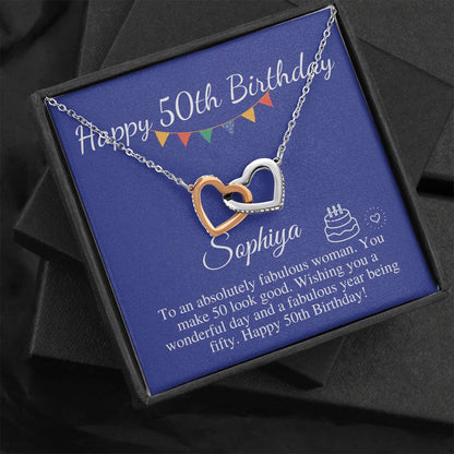Personalized 50th Birthday Gift for Women, Happy 50th Birthday, Sterling Silver Necklace, 50th Birthday Gift For Mom, Sister, Friend #0679