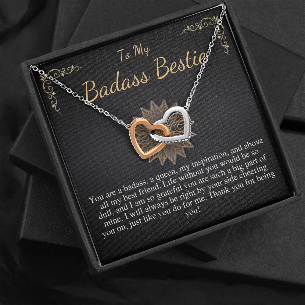 To My Badass Bestie Necklace, Gift For Friends, BFF Gift, Friendship Gift, Friendship Necklace, Friend Christmas Gift,Linked Heart #0594