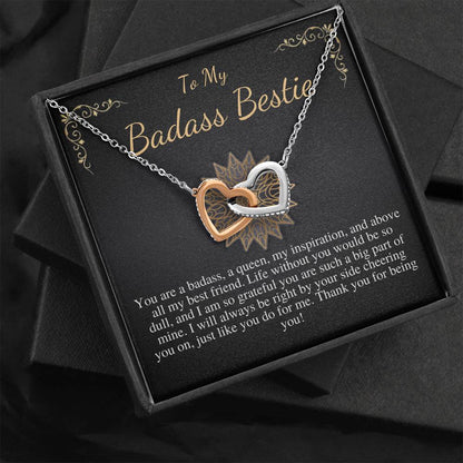 To My Badass Bestie Necklace, Gift For Friends, BFF Gift, Friendship Gift, Friendship Necklace, Friend Christmas Gift,Linked Heart #0594
