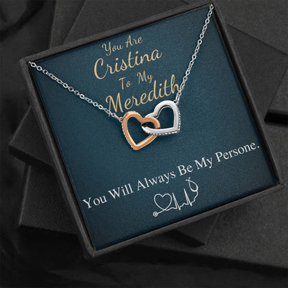 You Are The Cristina To My Meredith Necklace, Grey's Anatomy, Best Friend Gift, Grey Anatomy Gift, My Person Necklace, Linked Heart #0579