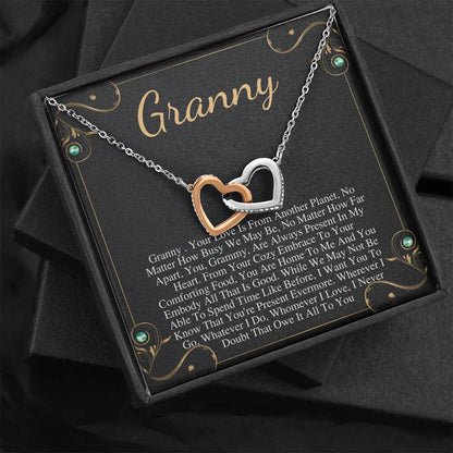 Gift For Granny Necklace, Granny Birthday Gift From Granddaughter/Grandson To Granny Necklace Granny Bday Gift Idea, sInterlock Hearts #0500