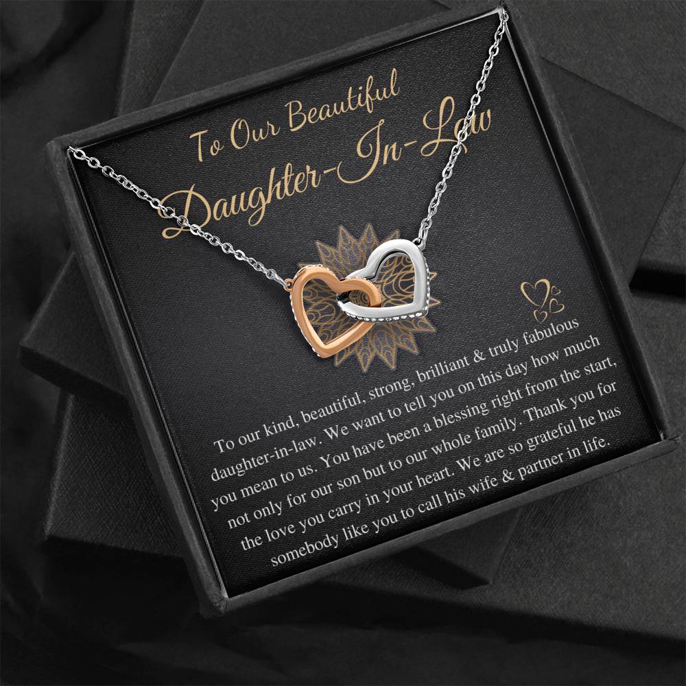 To Our Daughter-In-Law Gift On Wedding Day, Future Daughter In Law Wedding Gift, Bride Gift From Mother & Father In Law, Linked Heart #0815