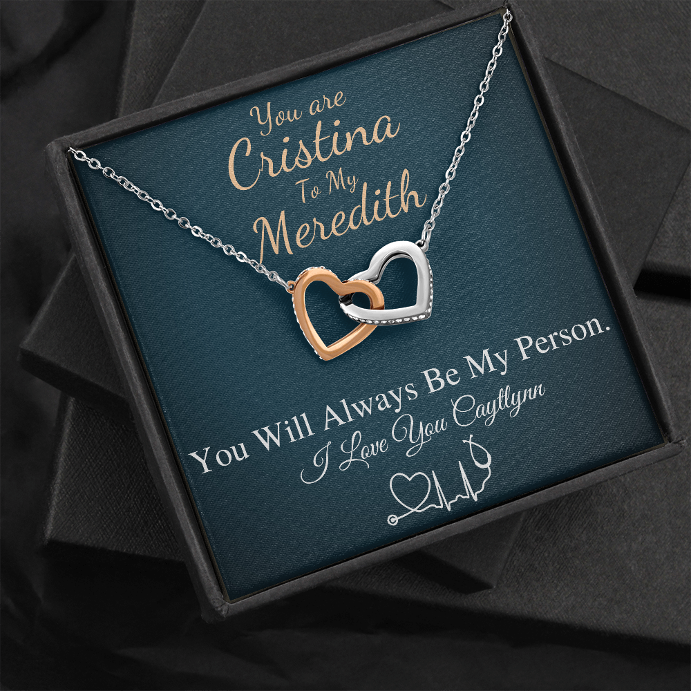 You Are The Cristina To My Meredith Necklace, Grey's Anatomy, Best Friend Gift, Grey Anatomy Gift, My Person Necklace, Linked Heart #0579 caytlynn