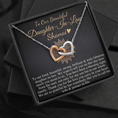 To Our Daughter-In-Law Gift On Wedding Day, Future Daughter In Law Wedding Gift, Bride Gift From Mother & Father In Law, Linked Heart #0815 shanai