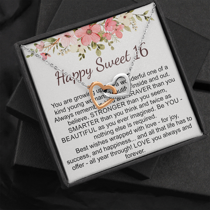 happy sweet 16 interlocking heart