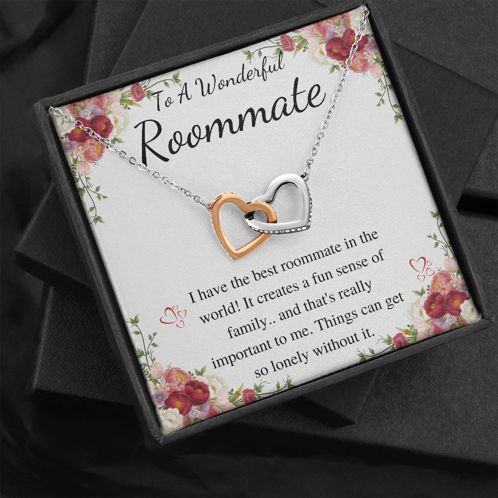 To My Roommate Gift To College Roommate Christmas Gift Dorm Mate Gift Roomie Birthday Present Roommate Thank You,Interlocking heart Necklace