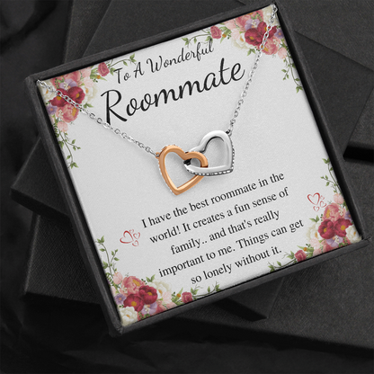 To My Roommate Gift To College Roommate Christmas Gift Dorm Mate Gift Roomie Birthday Present Roommate Thank You,Interlocking heart Necklace