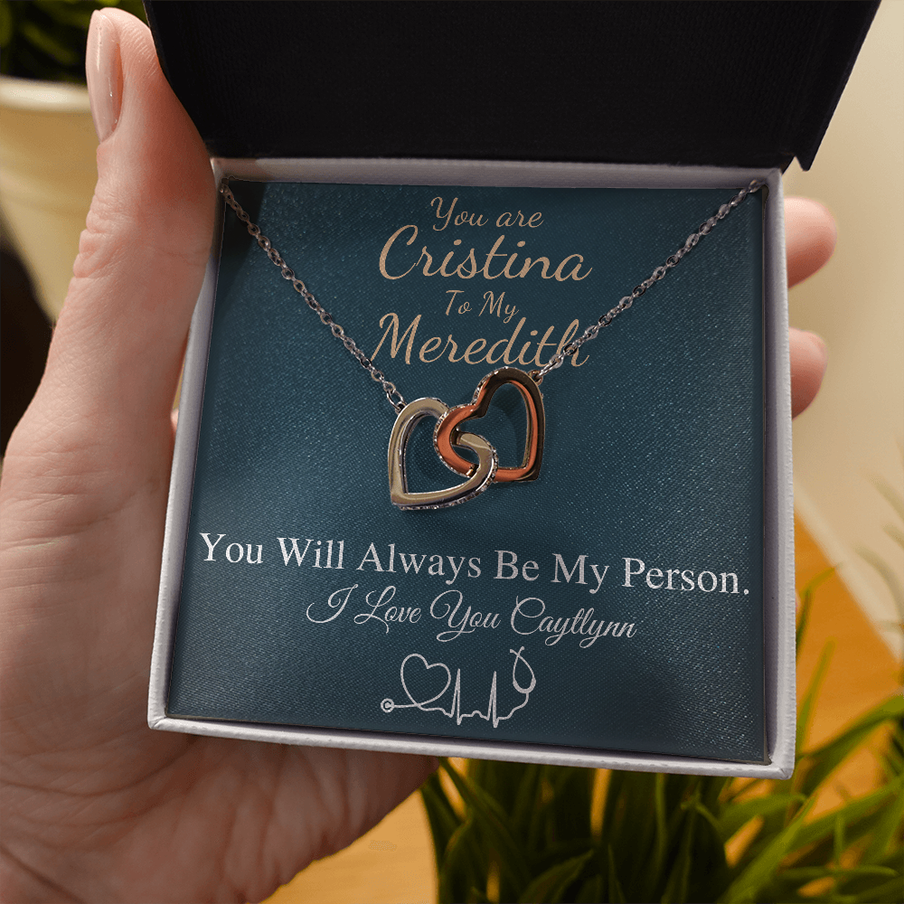 You Are The Cristina To My Meredith Necklace, Grey's Anatomy, Best Friend Gift, Grey Anatomy Gift, My Person Necklace, Linked Heart #0579 caytlynn