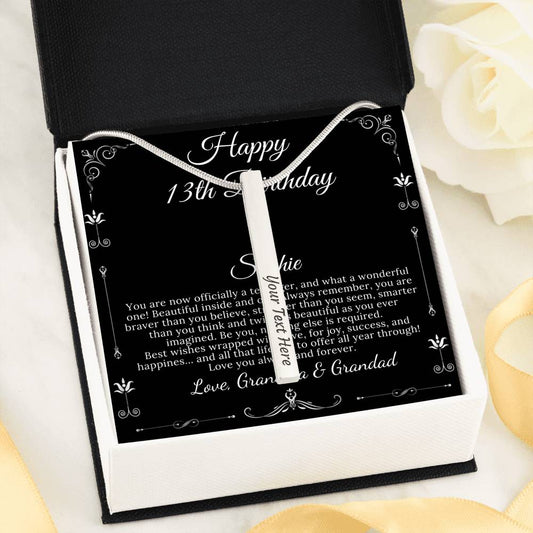 13th Birthday Girl, 13th Birthday Gift Official Teenager, Thirteenth Birthday Necklace, Gift For 13 Year Old Girl Gifts, Vertical Bar #0327 sophie