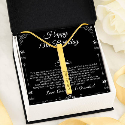 13th Birthday Girl, 13th Birthday Gift Official Teenager, Thirteenth Birthday Necklace, Gift For 13 Year Old Girl Gifts, Vertical Bar #0327 sophie