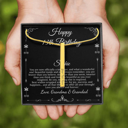 13th Birthday Girl, 13th Birthday Gift Official Teenager, Thirteenth Birthday Necklace, Gift For 13 Year Old Girl Gifts, Vertical Bar #0327 sophie