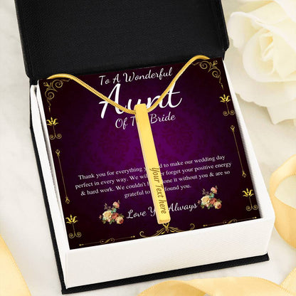 Aunt Of The Bride Necklace Gift, Wedding Gift From Bride And Groom, Bridal Party Thank You Gift, Aunt Wedding Gift