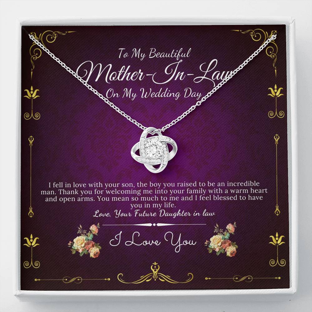 Love Knot, Mother in Law Gift From Bride, Future Mother in Law Necklace, To My Mother in Law on My Wedding Day, Gift For Mother-in-Law #0061