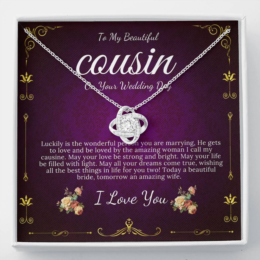 Love Knot, Gift For Cousin Wedding Day Bride Gift From Cousin Necklace Bride necklace Gift For Cousin Wedding Gift For My Cousin #0104