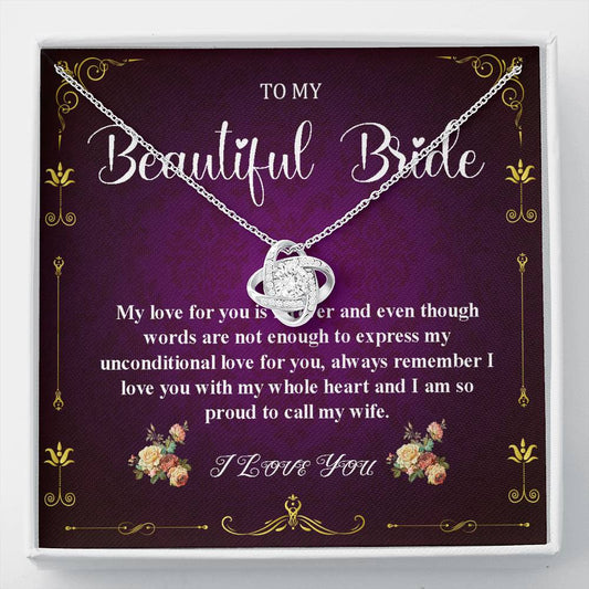 Love Knot Necklace, From Groom To Future Wife Gift On Wedding Day , Wedding Day Gift For Bride From Groom, To My Bride Gift From Groom #0039