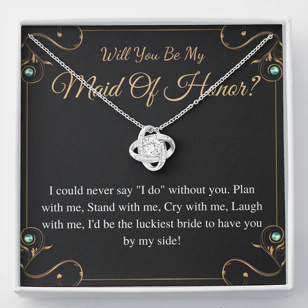 Maid of Honor Proposal Gift Necklace, Will you be my Maid of Honor Gift, MOH proposal gift, Wedding Maid Of Honor Necklace, Love Knot #0163