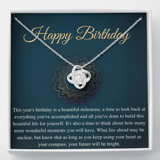 Birthday Gift Necklace, Birthday Gift for Friend, Sister Birthday, Mom Birthday Gift, Bday Jewelry for Her, 13 Birthday Gift,Love Knot #0635