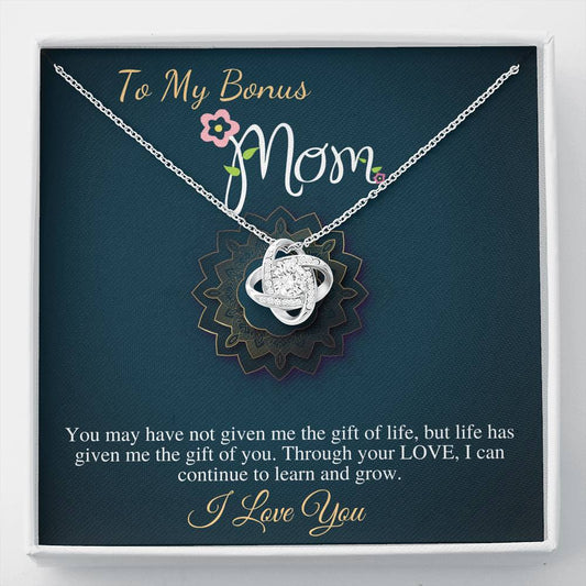 Stepmom Birthday Gift, Mother in Law, Unbiological Mom Gift Necklace, Other Mother, Bonus Mom, Second Mom, Foster Mom, Love Knot #0471