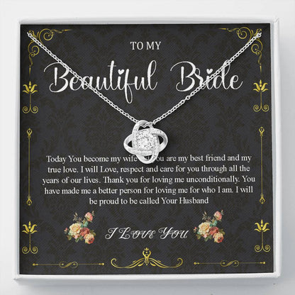Love Knot Necklace, Wedding Day Gift For Bride From Groom, To My Bride Gift From Groom, From Groom To Future Wife Gift On Wedding Day #0038