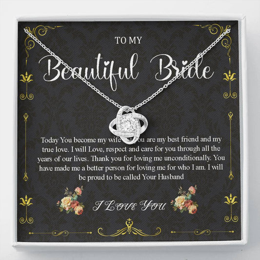 Love Knot Necklace, Wedding Day Gift For Bride From Groom, To My Bride Gift From Groom, From Groom To Future Wife Gift On Wedding Day #0038