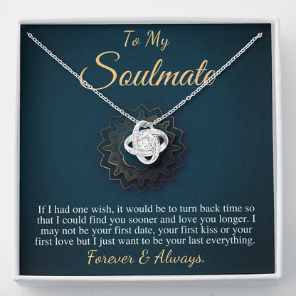 To My Soulmate Necklace, Soulmate Christmas Gift, Soulmate Jewelry, Jewelry Gift For Her, Gift For Soulmate,Anniversary Gift,Love Knot #0626