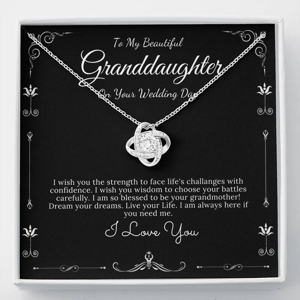 Love Knot, Granddaughter Wedding Day Necklace Gift From Grandma, Bride Gift from Grandmother, Gift For My Granddaughter On Her Wedding #0069