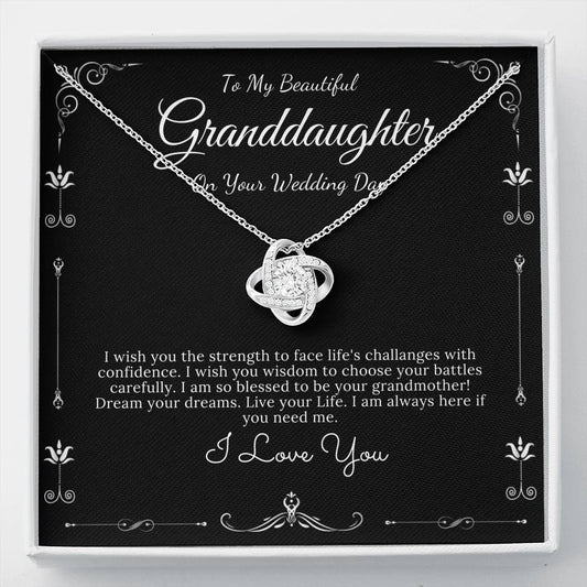 Love Knot, Granddaughter Wedding Day Necklace Gift From Grandma, Bride Gift from Grandmother, Gift For My Granddaughter On Her Wedding #0069