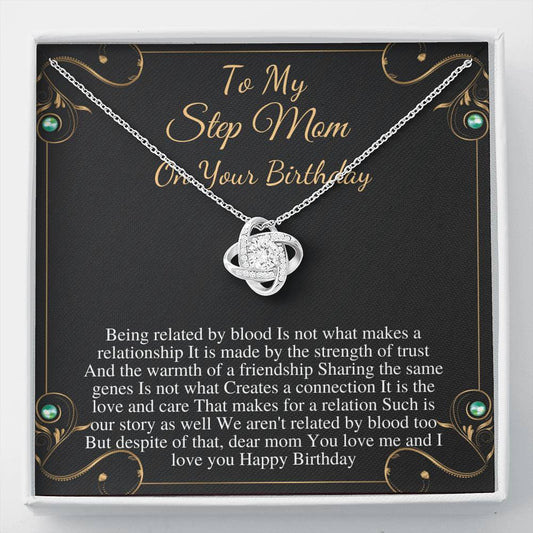Birthday Gift for Stepmother Necklace, Stepmom Birthday Gift, Birthday Necklace For Bonus Mom, Love Knot Jewelry For Stepmother Bday #0560