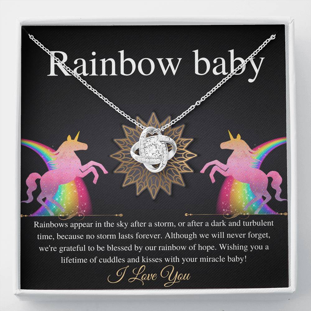 Rainbow Baby Gift For Mom, Rainbow Baby Shower Gift, Rainbow Baby Necklace, Baby After Miscarriage, Motherhood Necklace, Love Knot #0227