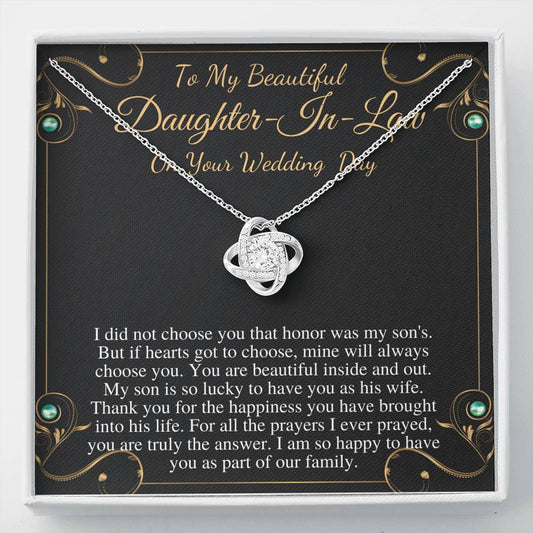 Daughter-In-Law Gift Necklace: Wedding Gift, Jewelry From Mother-In Law, Gift for Bride Necklace From Mother In Law, Love Knot #0074
