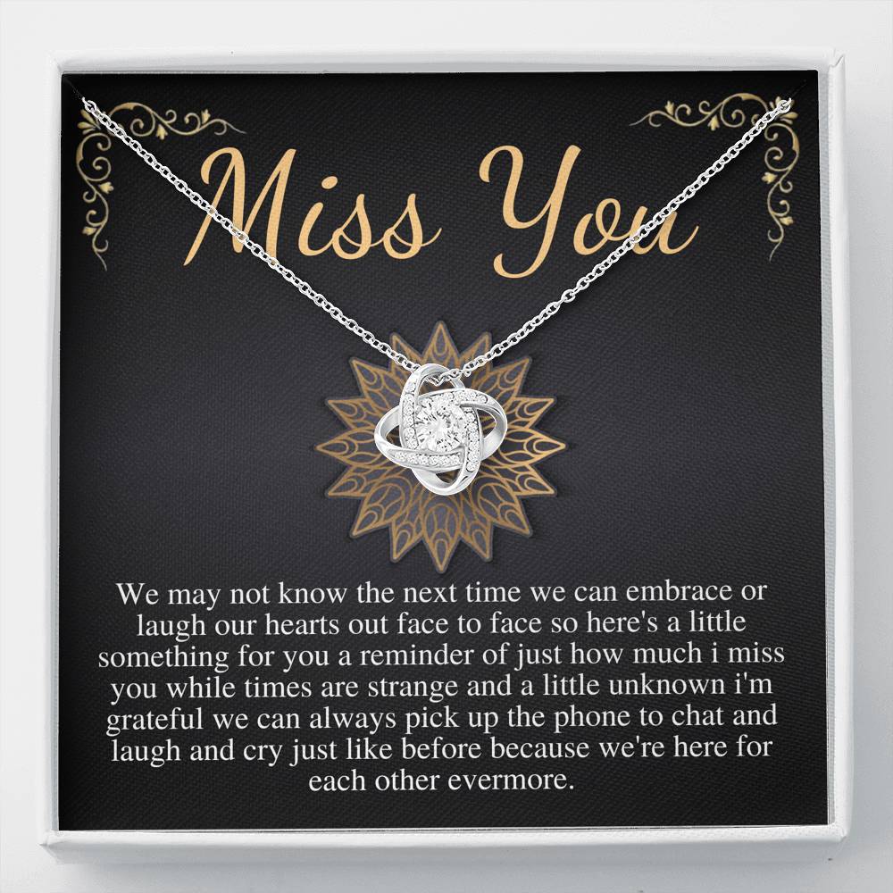 Long Distance Friendship Gift Necklace, I miss you jewelry necklace gift for her, Miss You Gift and Card, Missing You Gift, Love knot #0584
