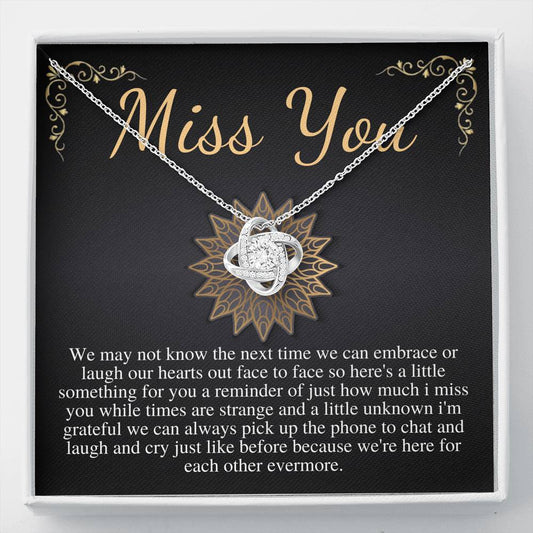 Long Distance Friendship Gift Necklace, I miss you jewelry necklace gift for her, Miss You Gift and Card, Missing You Gift, Love knot #0584