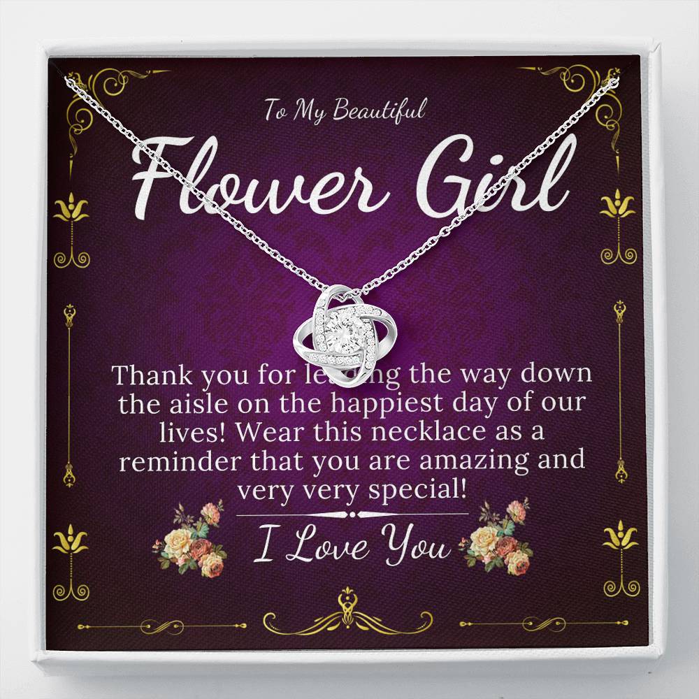 Love Knot, Flower Girl Gift, Flower Girl Necklace, Bridal Party Gifts On Wedding, Flower Girl Proposal, Junior Bridesmaid Wedding Gift #0119
