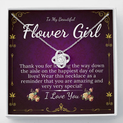 Love Knot, Flower Girl Gift, Flower Girl Necklace, Bridal Party Gifts On Wedding, Flower Girl Proposal, Junior Bridesmaid Wedding Gift #0119