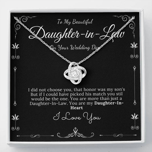 Love Knot, Daughter-In-Law Gift Necklace, Wedding Jewelry For Bride, Jewelry From Mother-In Law, Gift For Bride To My Daughter In Law #0071