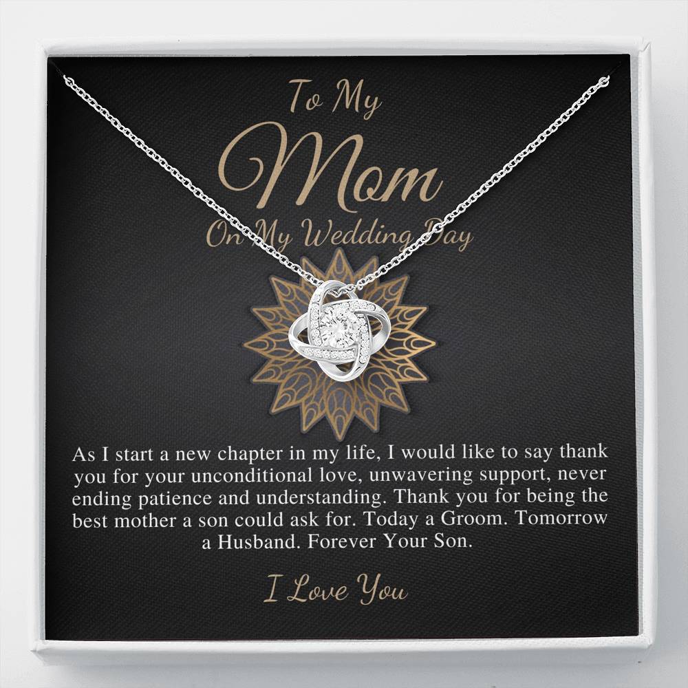 Love Knot, Mother of the Groom Gift from Son, Mom Wedding Gift from Son, Wedding gift from Groom to Mom, Wedding Necklace from Son #0175