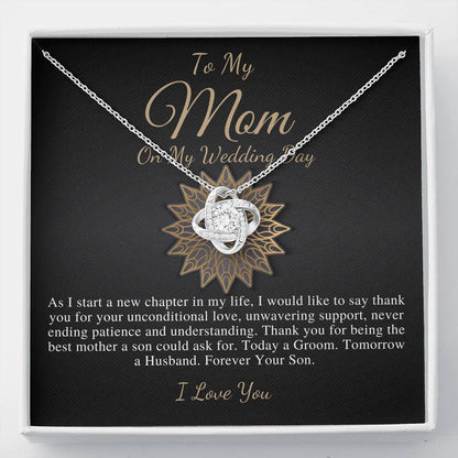 Love Knot, Mother of the Groom Gift from Son, Mom Wedding Gift from Son, Wedding gift from Groom to Mom, Wedding Necklace from Son #0175