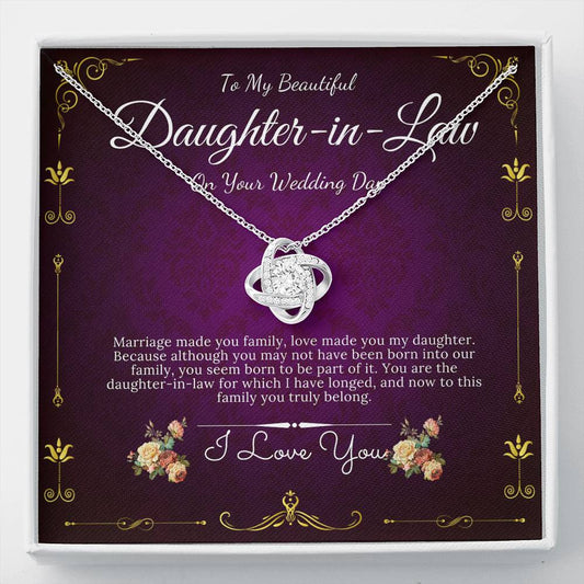 Love Knot, Daughter In Law Gift Necklace, Wedding Jewelry For Bride, Jewelry From Mother-In Law, Gift For Bride To Daughter In Law #0073
