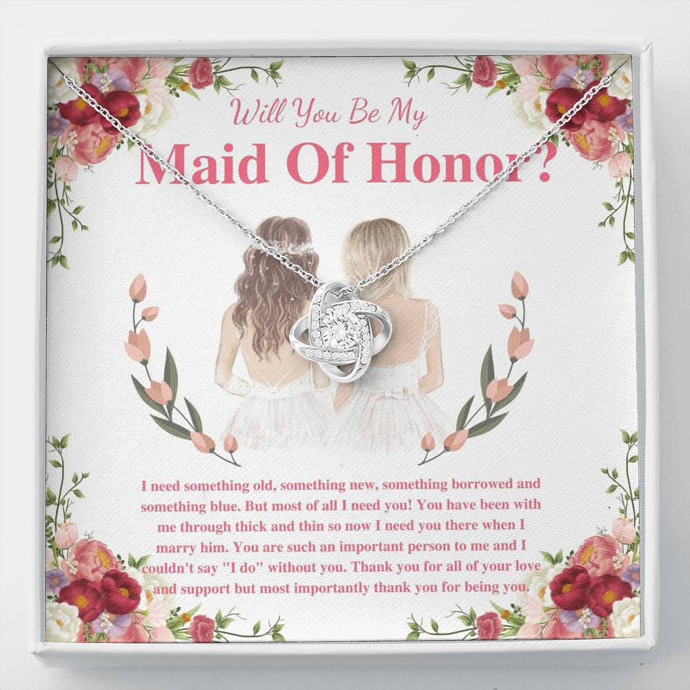 Love Knot, Maid of Honor Gift Necklace, Maid of Honor Proposal, Will You be My Maid of Honor, MoH Jewelry From Bride, MOH Necklace #0165
