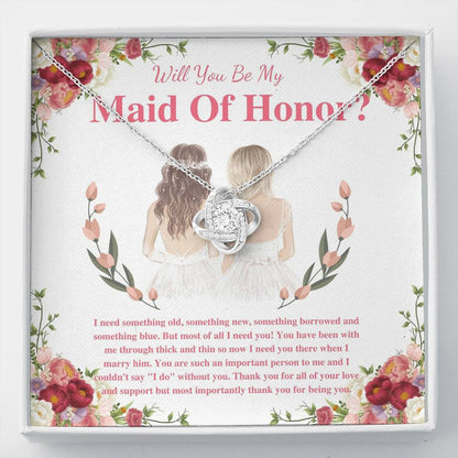 Love Knot, Maid of Honor Gift Necklace, Maid of Honor Proposal, Will You be My Maid of Honor, MoH Jewelry From Bride, MOH Necklace #0165