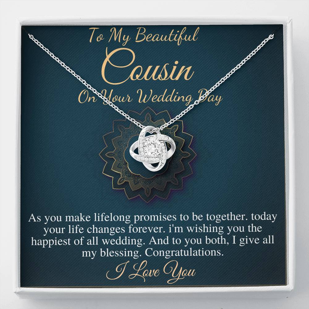 Bride Gift From Cousin Necklace Gift For Cousin Wedding Day Bride necklace Gift For Cousin Wedding Gift For My Cousin, Love Knot #0103